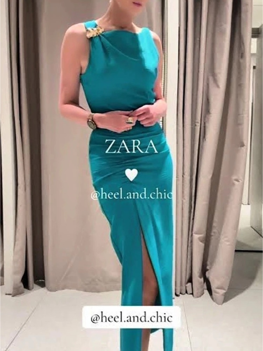 Zara gold appliqué Midi Dress in Blue - Picture 3 of 7